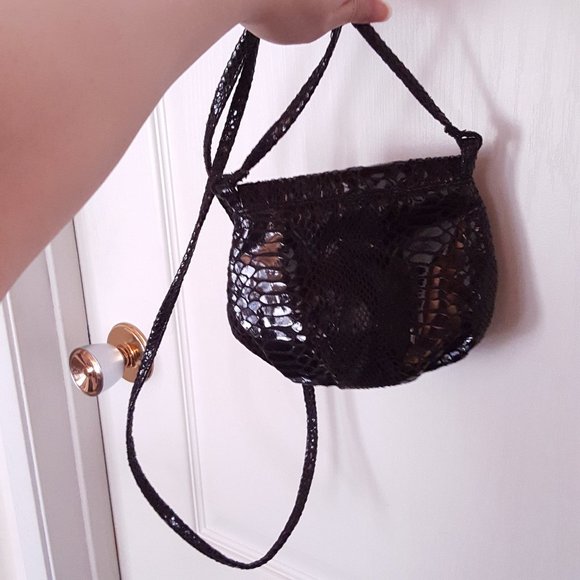 2/$20 Mini Purses Vegan Faux Snake Grey Black - Picture 6 of 10